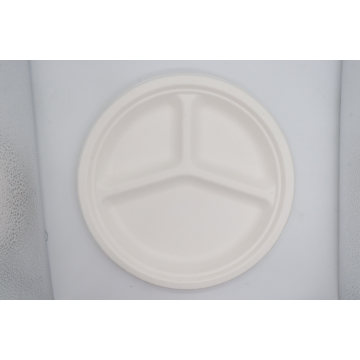 Paper Lunch Paper Pulp Molded Packaging Disposable Biodegradable Food Containers Bagasse Plates 3 Components